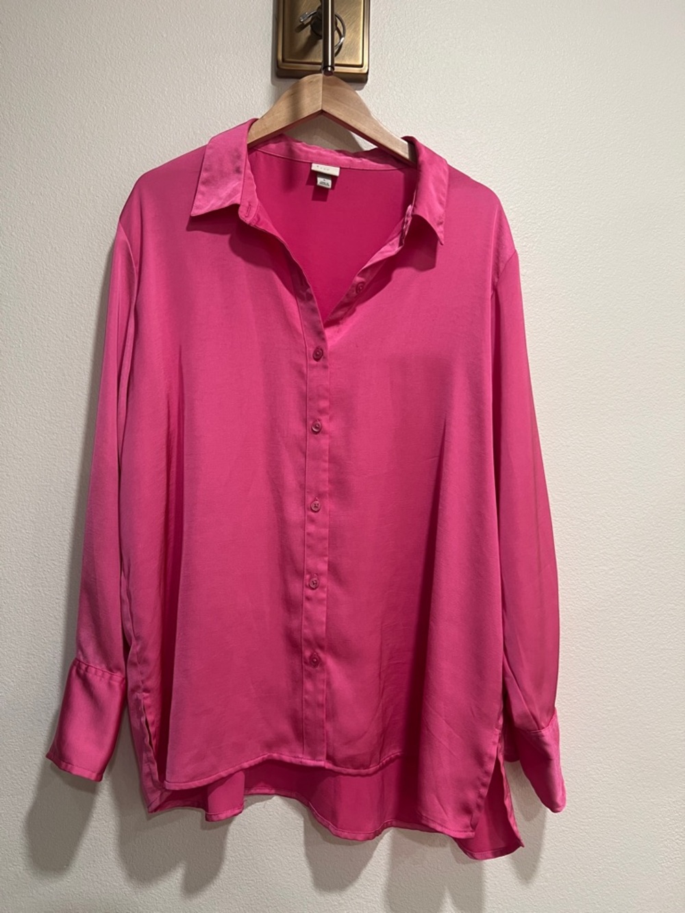 a new day Pink Collared Button-Down Blouse